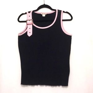 Lia Lee Ribbed Tank Top EUC 2X Over The Shoulder Buckle